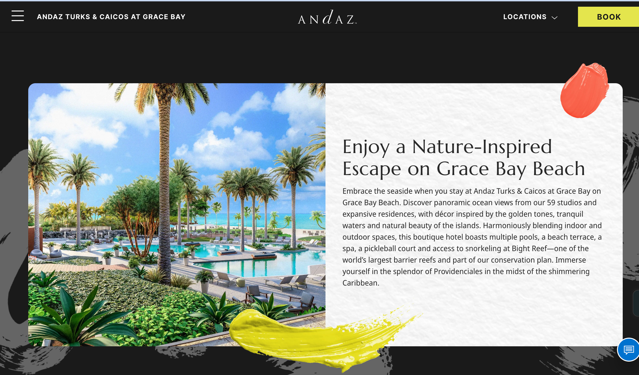 Andaz Turks and Caicos Grace Bay landing page. 